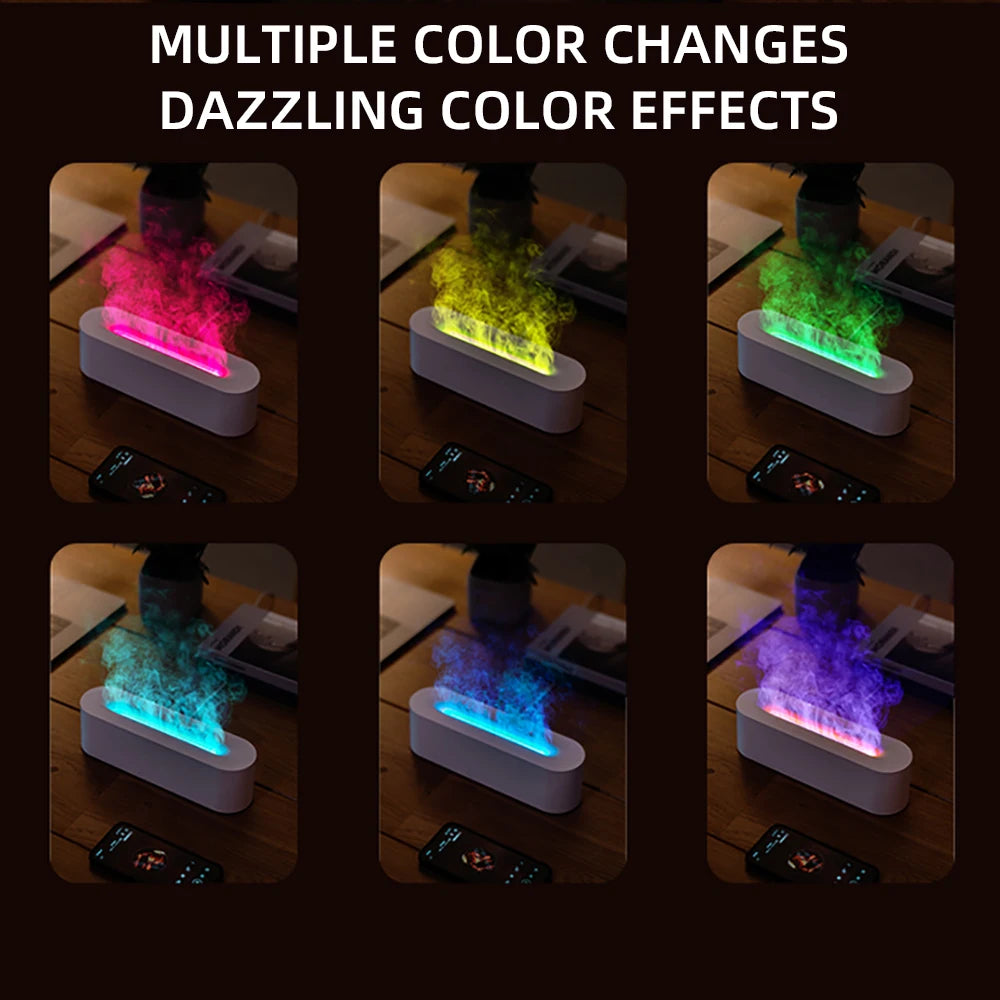 Realistic Flame Diffuser Essential Oil Air Humidifier Ultrasonic Cool Mist with RGB Night Light