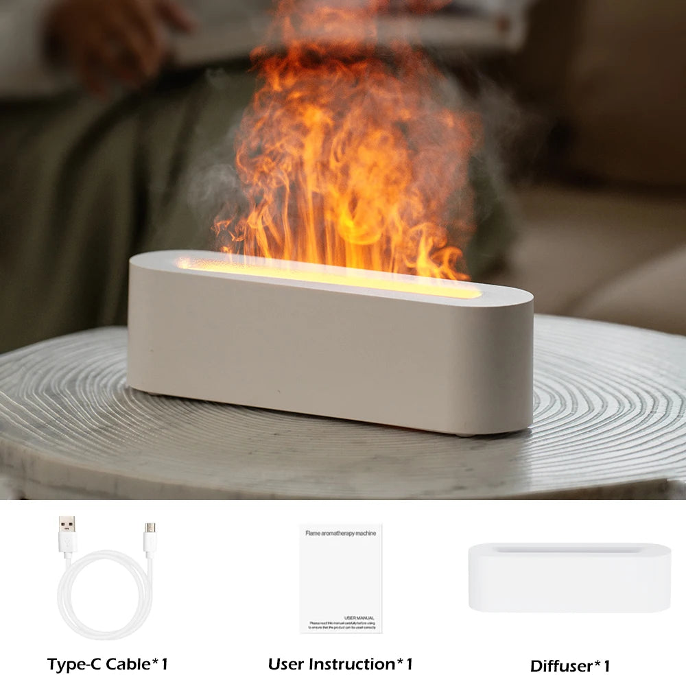 Realistic Flame Diffuser Essential Oil Air Humidifier Ultrasonic Cool Mist with RGB Night Light