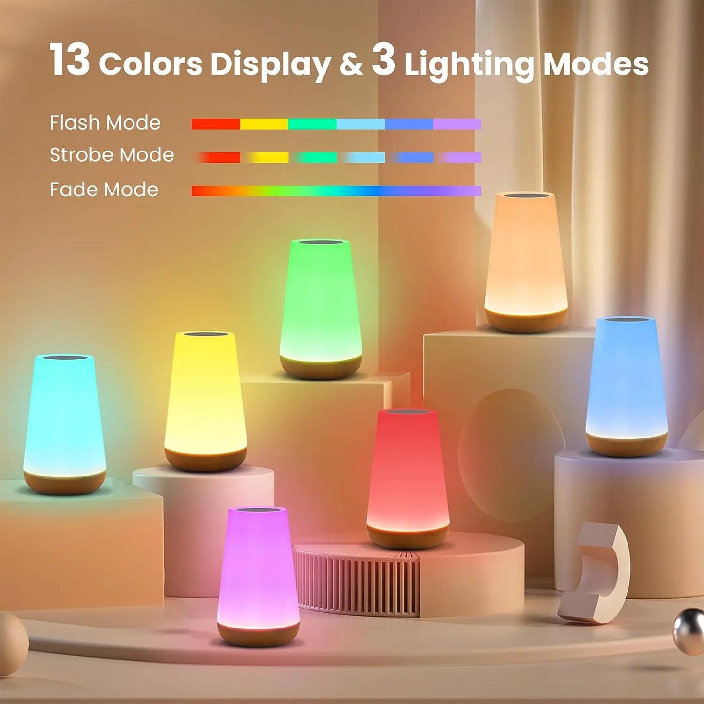 Dimmable Touch Sensitive Night Light Lamp (13 Colours)