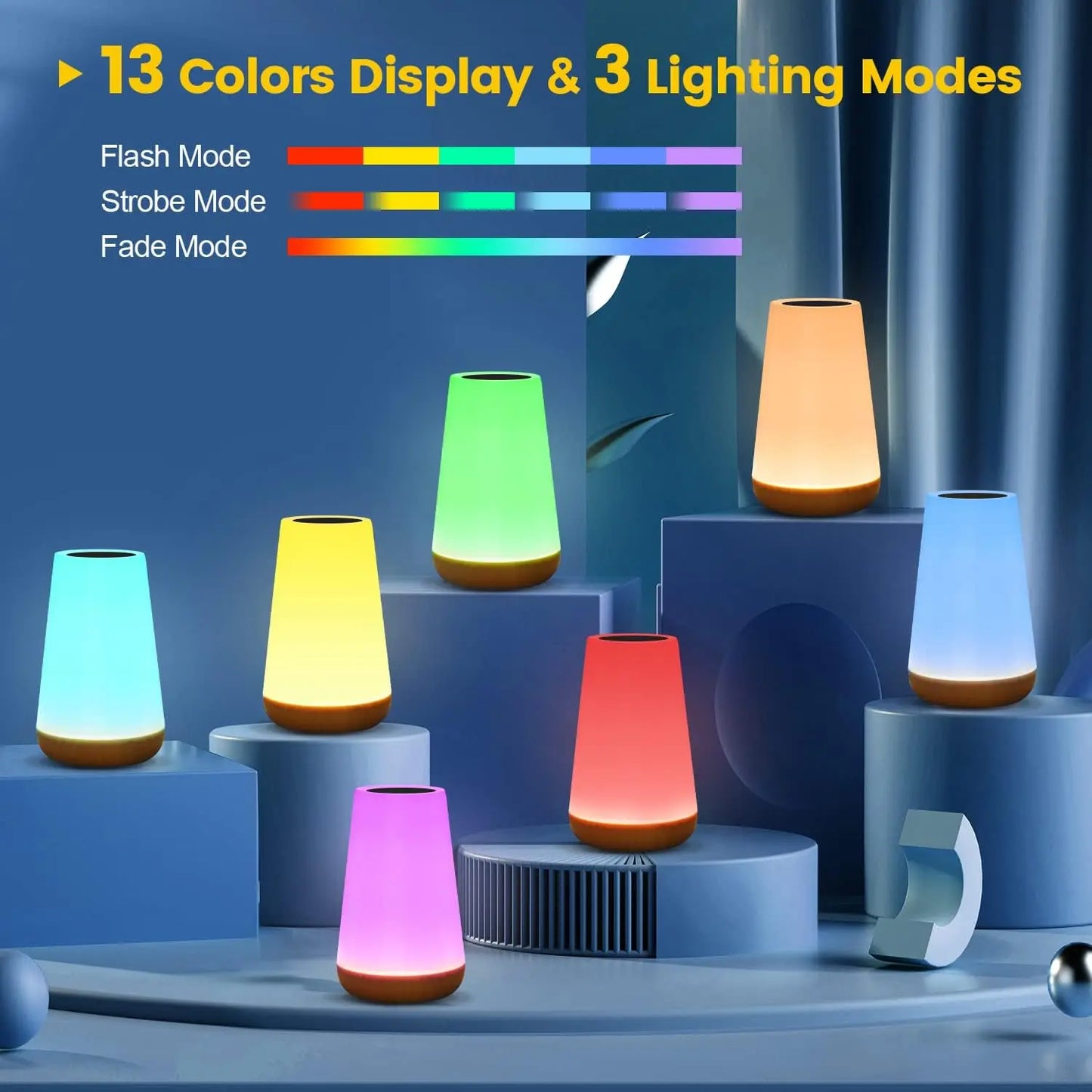 Dimmable Touch Sensitive Night Light Lamp (13 Colours)