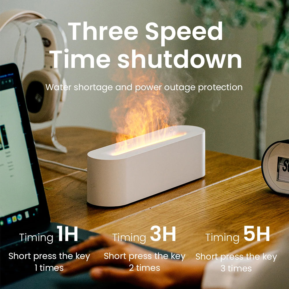 Realistic Flame Diffuser Essential Oil Air Humidifier Ultrasonic Cool Mist with RGB Night Light